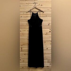 Vintage DJ Nights Size Medium Black High Neck Butterfly Moth Beaded Prom Gown